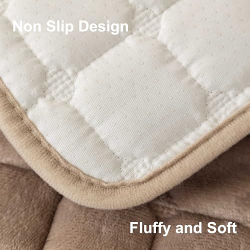 Aucrovee Velvet Washable Couch Cover for Pets Dogs, Non Slip Sectional Sofa Covers for 3 Cushion Couch Sofa L Sharped Sofa Slipcovers, Furniture Protector (1 PCS 36"x82", Khaki) - Image 5
