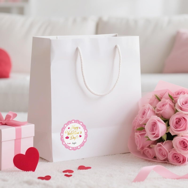 Alynta Happy Valentine's Day Stickers - 2 Inch Pink Valentines Gift Tag Stickers 60Pcs Valentines from Labels Self Adhesive Heart Sticker for Envelope Seals Cards Valentine's Day Decorations (Pink) - Image 5