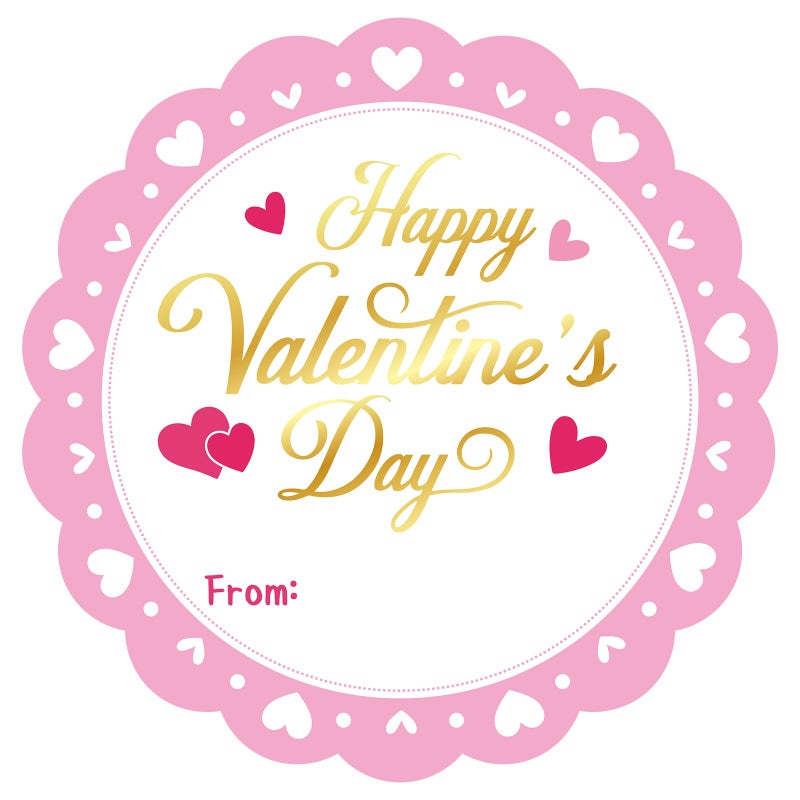 Alynta Happy Valentine's Day Stickers - 2 Inch Pink Valentines Gift Tag Stickers 60Pcs Valentines from Labels Self Adhesive Heart Sticker for Envelope Seals Cards Valentine's Day Decorations (Pink) - Image 1