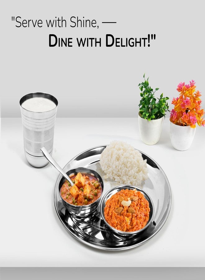 KITCHEN CLUE Highly Durable Stainless Steel Dinner Set for Kitchen 36 Pieces, BIS-Approved, 100% Food Safe, Durable & Sturdy - Steel Dinnerware Kitchen Set for Home - Attractive & Stylish Design - Image 2
