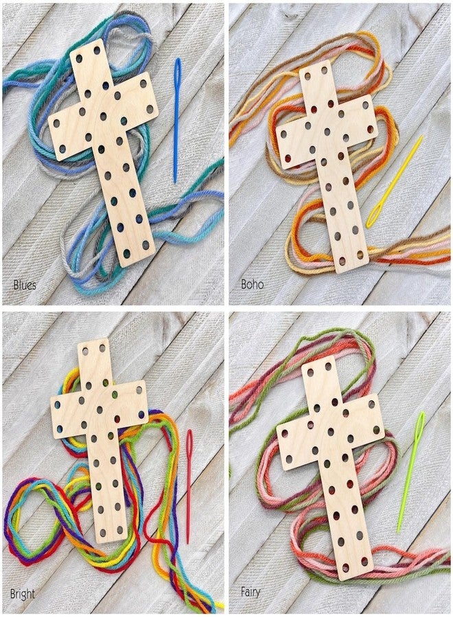 Curious Button Pack of 4 Easter Crosses Wood Craft Kit for Kids, Unfinished Ornaments for Craft, Wooden kitds, Hanging Cutout for Home Decorations -3 Inch - Image 1