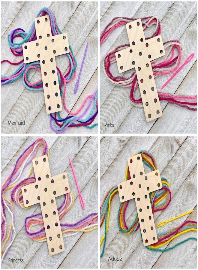 Curious Button Pack of 4 Easter Crosses Wood Craft Kit for Kids, Unfinished Ornaments for Craft, Wooden kitds, Hanging Cutout for Home Decorations -3 Inch - Image 2