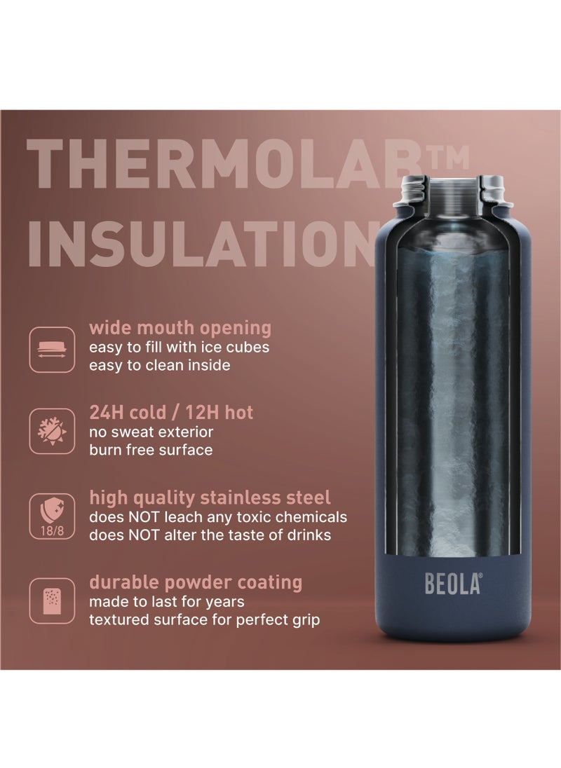 BEOLA 750ml Water Bottle 18/8 Stainless Steel 304 Double Wall Insulated Thermos Bottle with Straw Lid and wide mouth, 2 lids included, Hot Cold Liquids Sports Bottle, 24oz (Blush Pink)  - Image 4