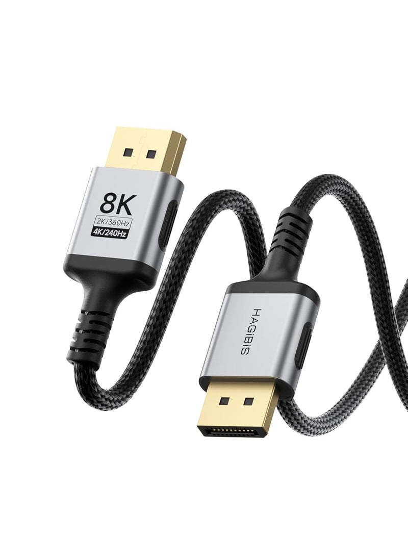 Hagibis 8K DisplayPort 1.4 Cable, 8K@60Hz 4K@240Hz 2K@360Hz DP Cable 32.4Gbps, Braided High Speed Dynamic HDR 3D DisplayPort Cable for Gaming Monitor Graphics Card PC TV (3m) - Image 1