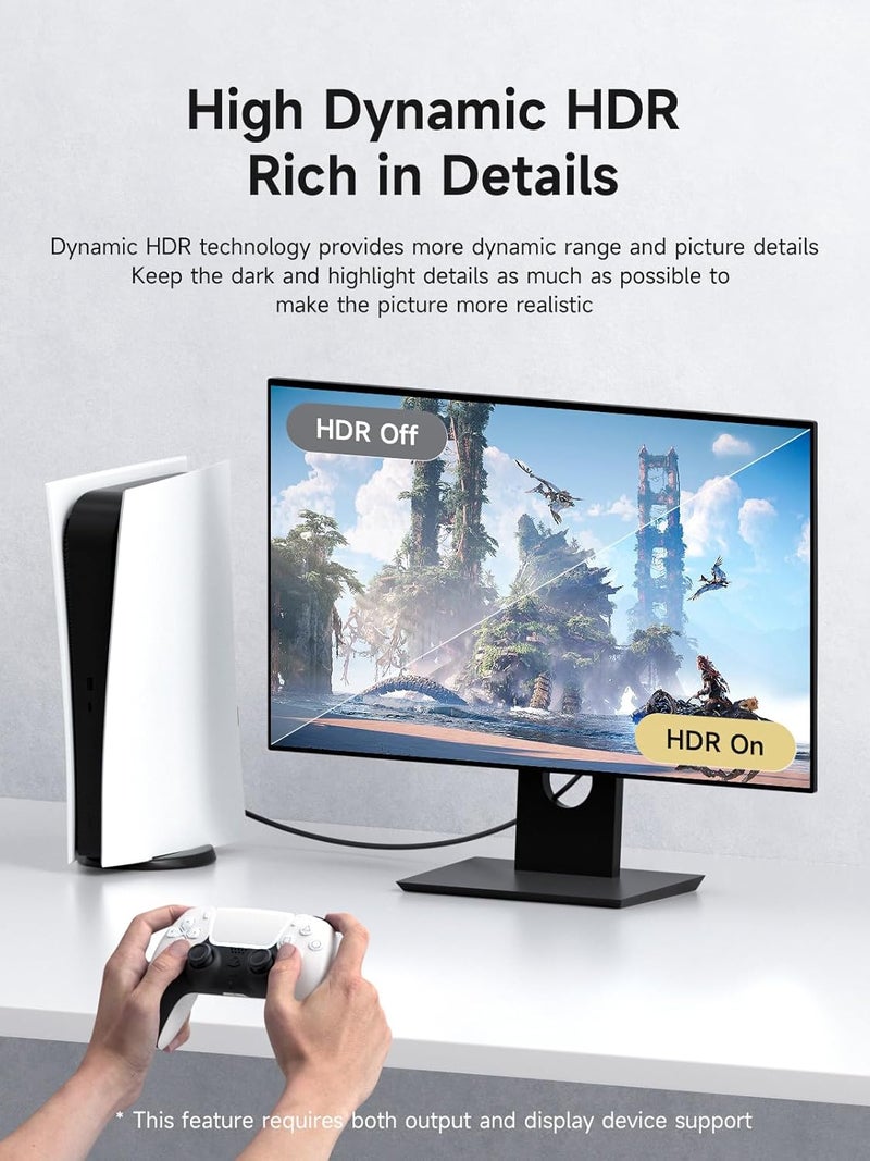 Hagibis 8K DisplayPort 1.4 Cable, 8K@60Hz 4K@240Hz 2K@360Hz DP Cable 32.4Gbps, Braided High Speed Dynamic HDR 3D DisplayPort Cable for Gaming Monitor Graphics Card PC TV (3m) - Image 5