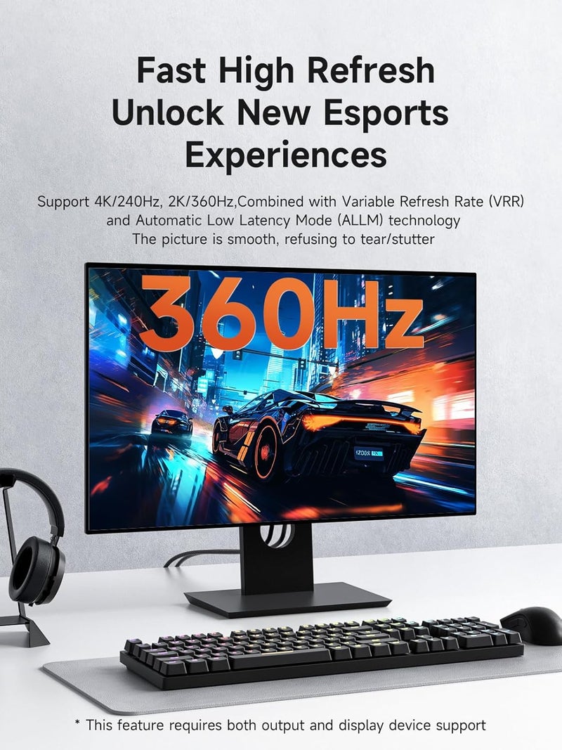 Hagibis 8K DisplayPort 1.4 Cable, 8K@60Hz 4K@240Hz 2K@360Hz DP Cable 32.4Gbps, Braided High Speed Dynamic HDR 3D DisplayPort Cable for Gaming Monitor Graphics Card PC TV (3m) - Image 3