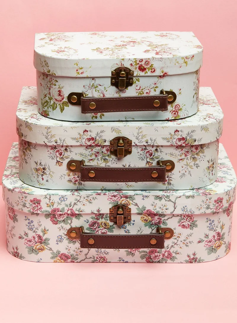 Sass & Belle Set Of 3 Wild Rose Suitcases