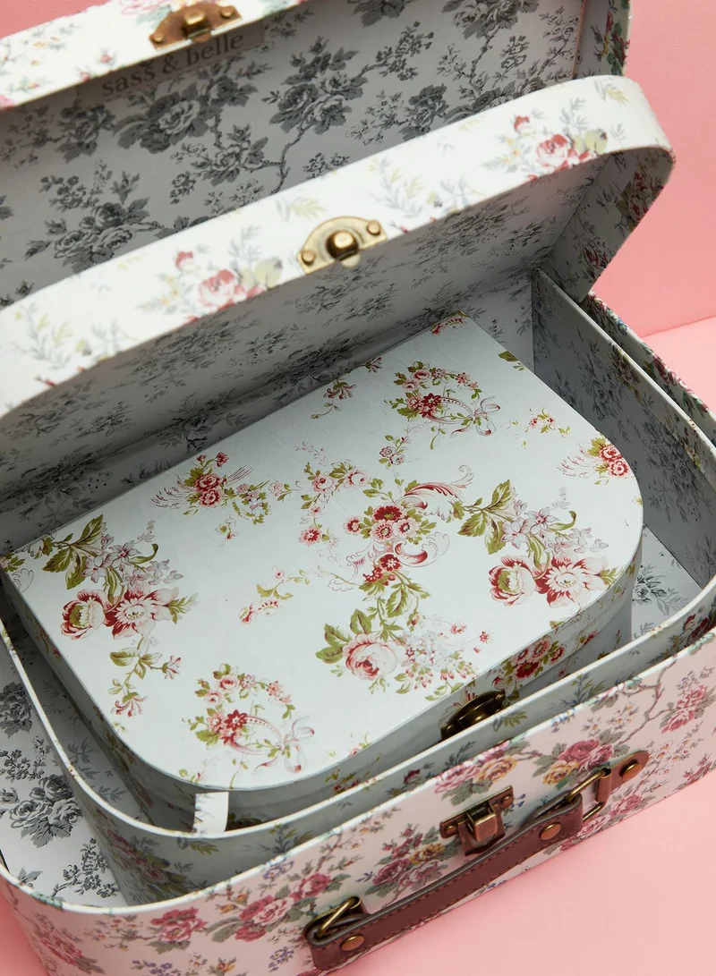 Sass & Belle Set Of 3 Wild Rose Suitcases
