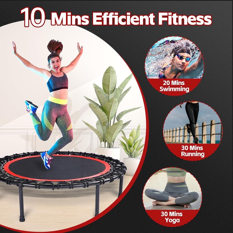 KOKSRY Mini Fitness Trampoline with Bungees – Stable & Quiet Rebounder for Adults, Perfect for Indoor & Outdoor Workouts - Image 4