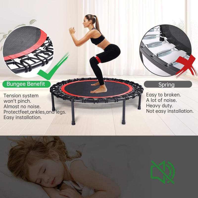 KOKSRY Mini Fitness Trampoline with Bungees – Stable & Quiet Rebounder for Adults, Perfect for Indoor & Outdoor Workouts - Image 3