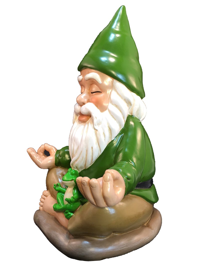 GlitZGlam Zen Gnome – Tranquility and Peacefulness for Your Fairy Garden and Garden Gnomes 9 Inches Tall Miniature Figurine - Image 2