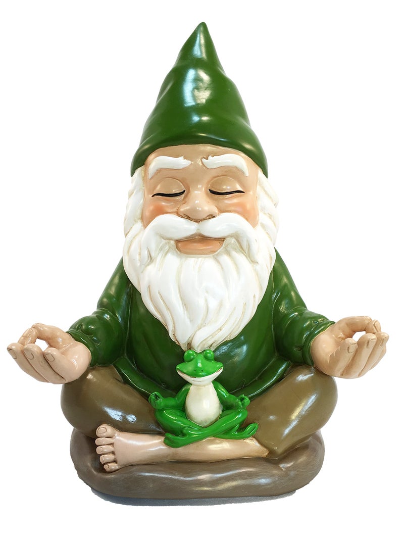GlitZGlam Zen Gnome – Tranquility and Peacefulness for Your Fairy Garden and Garden Gnomes 9 Inches Tall Miniature Figurine - Image 1