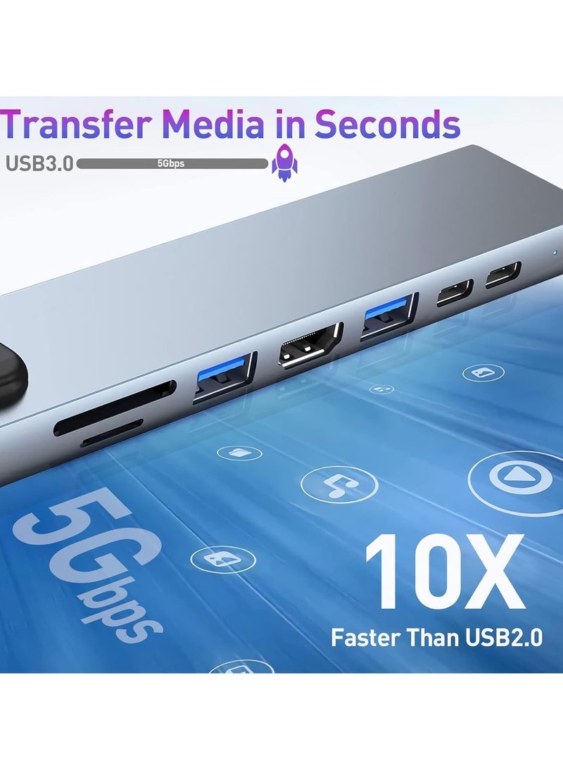 ELTRAZONE محطة إرساء USB C Hub 8 في 1 مع HDMI 4K، شحن PD 100W، منافذ USB 3.0، إيثرنت، قارئ بطاقات SD/TF – محول متعدد المنافذ متوافق مع MacBook Pro/Air، Dell، HP، Lenovo، iPad Pro، والمزيد - Image 2