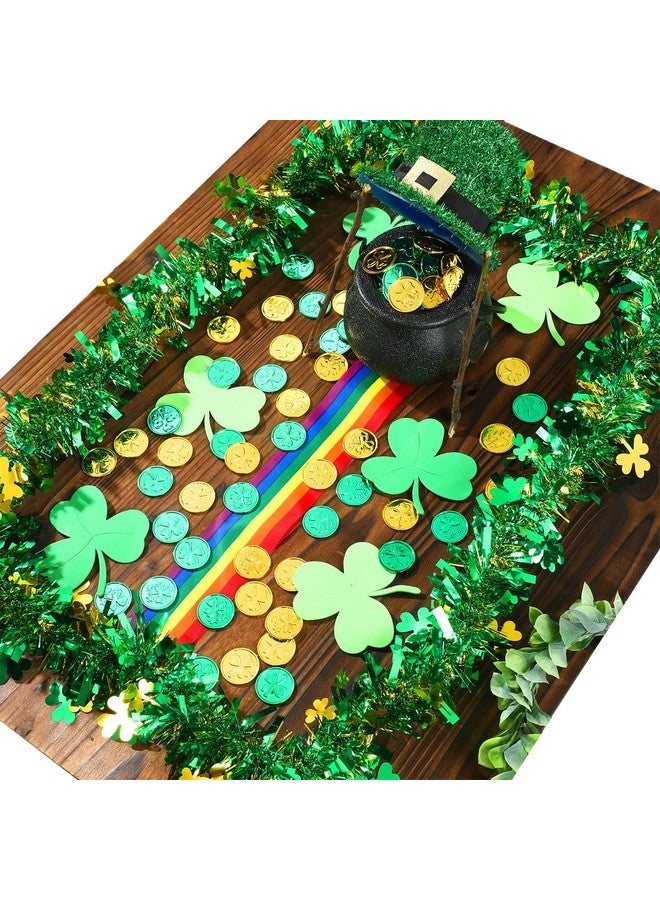 Fabbay 116 Pieces St. Patrick's Day Leprechaun Trap Kit DIY Leprechauns Pot of Gold St Patrick's Day Gold Shamrock Coins Feather Boa Rainbow Stripe Green Shamrock Foam Stickers for Party Decoration - Image 1