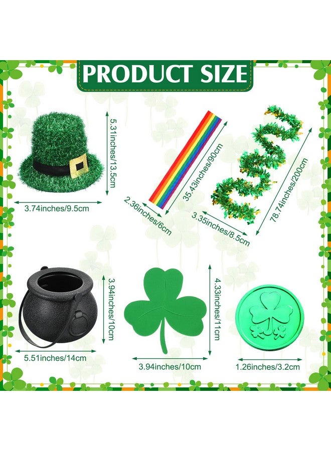 Fabbay 116 Pieces St. Patrick's Day Leprechaun Trap Kit DIY Leprechauns Pot of Gold St Patrick's Day Gold Shamrock Coins Feather Boa Rainbow Stripe Green Shamrock Foam Stickers for Party Decoration - Image 2