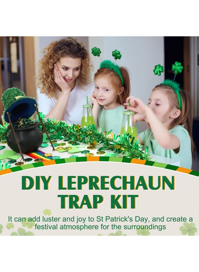 Fabbay 116 Pieces St. Patrick's Day Leprechaun Trap Kit DIY Leprechauns Pot of Gold St Patrick's Day Gold Shamrock Coins Feather Boa Rainbow Stripe Green Shamrock Foam Stickers for Party Decoration - Image 4
