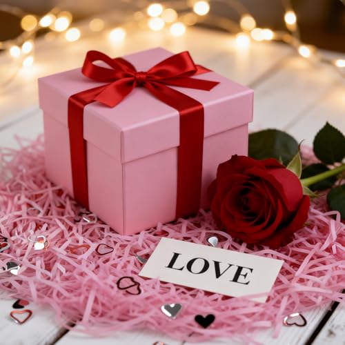 Qumenan Valentine Shredded Paper Filler 11.5 oz (330g) Raffia Paper with Red & Silver Heart Confetti, 5-Color Gift Basket & Box Filler for Valentine’s Day Wrapping & Party Decor - Image 3
