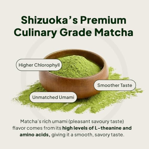 Miduty Matcha Tea Powder – Premium Culinary Grade - Sourced from Shizuoka, Japan - Supports Sustained Energy & Focus - With MCT Oil & Coconut Milk - 260g - Image 4