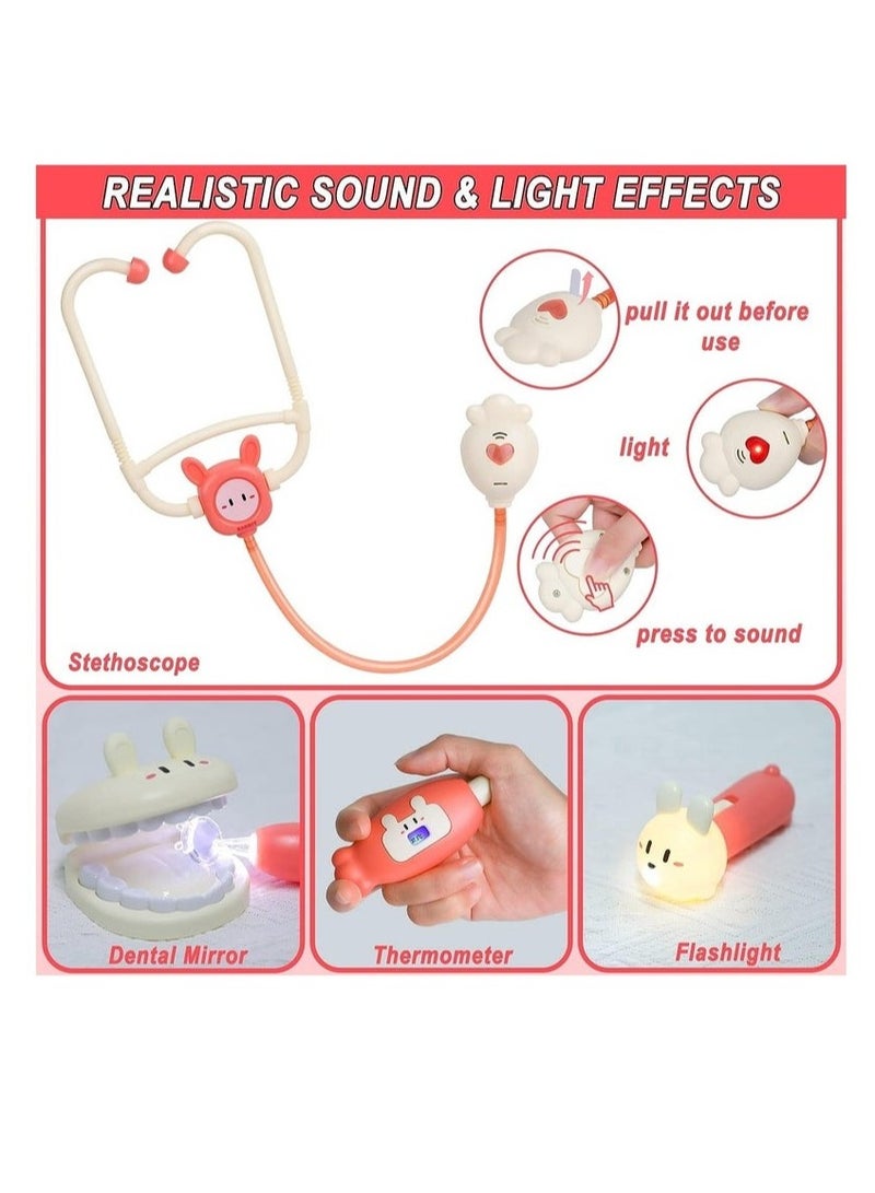 مجموعة طبيب للأطفال 34 قطعة – مجموعة تعليمية طبية تشمل سماعة الطبيب، قطرات العين، مقياس الحرارة، أدوات الأسنان، عدسة مكبرة والأدوات الطبية، صندوق تخزين – ألعاب تمثيلية للأطفال من 3 إلى 8 سنوات - Image 5