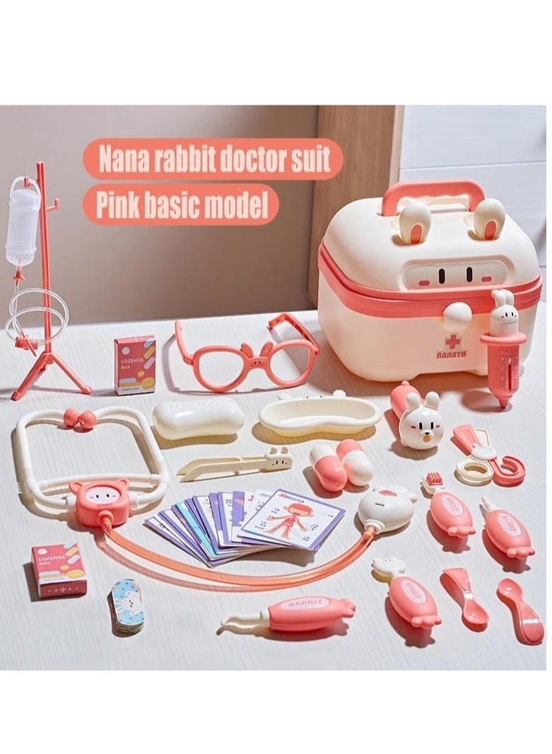 مجموعة طبيب للأطفال 34 قطعة – مجموعة تعليمية طبية تشمل سماعة الطبيب، قطرات العين، مقياس الحرارة، أدوات الأسنان، عدسة مكبرة والأدوات الطبية، صندوق تخزين – ألعاب تمثيلية للأطفال من 3 إلى 8 سنوات - Image 4