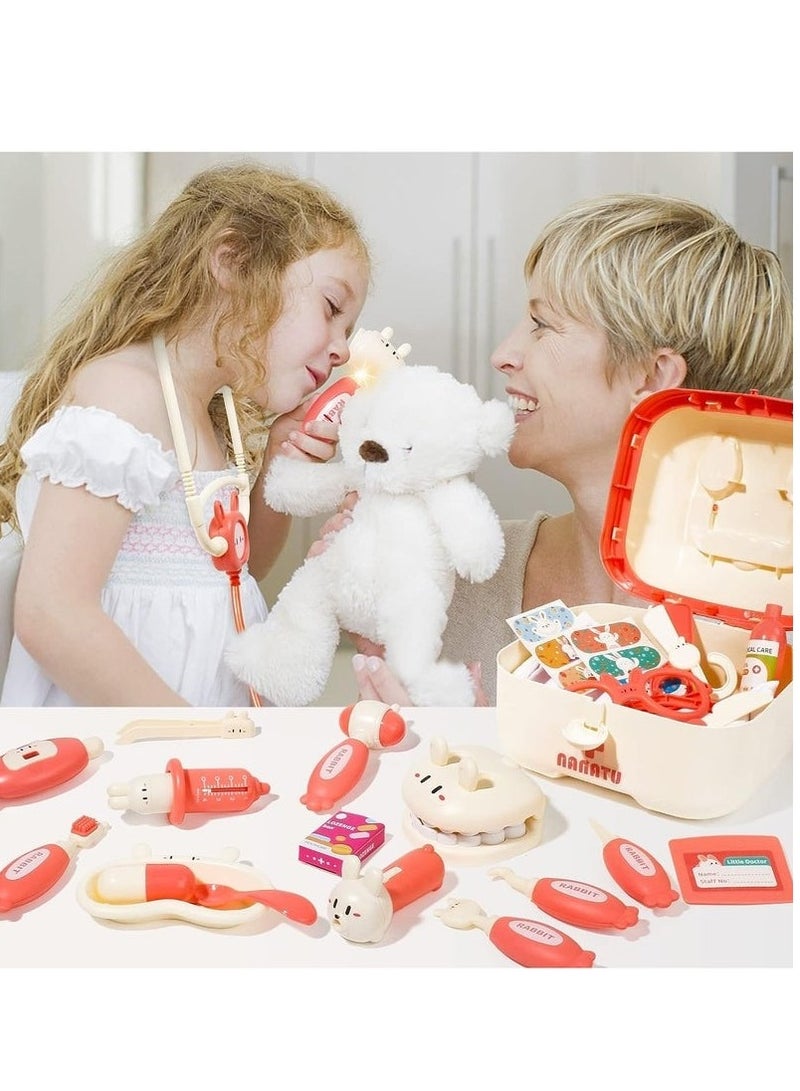 مجموعة طبيب للأطفال 34 قطعة – مجموعة تعليمية طبية تشمل سماعة الطبيب، قطرات العين، مقياس الحرارة، أدوات الأسنان، عدسة مكبرة والأدوات الطبية، صندوق تخزين – ألعاب تمثيلية للأطفال من 3 إلى 8 سنوات - Image 3