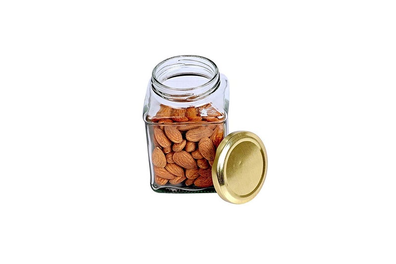 Ezalla Square Glass Container AitTight Lid Jars for Kitchen Storage Honey Jar 250ml Set Of 6 - Image 3