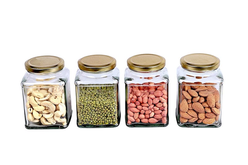 Ezalla Square Glass Container AitTight Lid Jars for Kitchen Storage Honey Jar 250ml Set Of 6 - Image 4