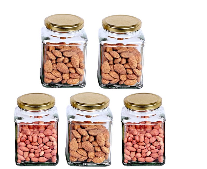 Ezalla Square Glass Container AitTight Lid Jars for Kitchen Storage Honey Jar 250ml Set Of 6 - Image 5