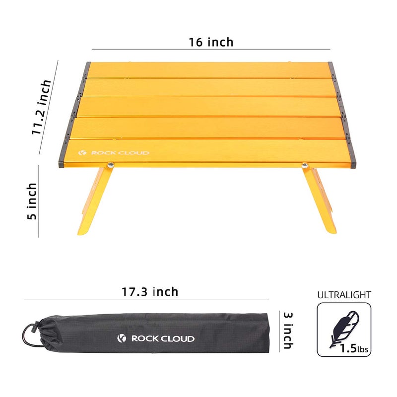 Rock Cloud Portable Beach Table Aluminum Ultralight Folding Camping Table, Yellow - Image 2