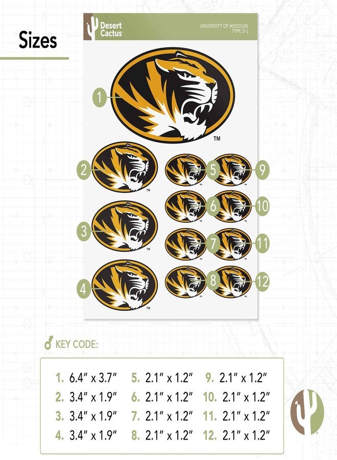 Desert Cactus University of Missouri Sticker Tigers Mizzou Vinyl Decals Laptop Water Bottle Car Scrapbook 13.46x10.94 Sheet T3 (Type 3-1) - Image 2