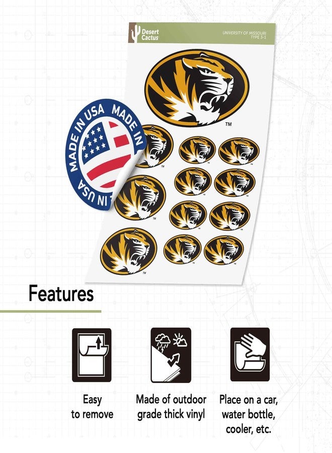 Desert Cactus University of Missouri Sticker Tigers Mizzou Vinyl Decals Laptop Water Bottle Car Scrapbook 13.46x10.94 Sheet T3 (Type 3-1) - Image 3