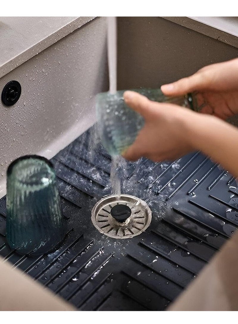 Fast Sink Drain Mat - Removable Stopper and Drain Guard Prevents Clogging, Anti-Slip Design, Fast Water Flow, Versatile for Kitchen and Laundry Rooms - Image 1