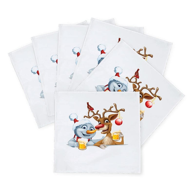 Khakee مناديل طاولة حرير بموضوع عيد الميلاد 6 قطع 10x10 لتزيين عيد الميلاد زينة عيد الميلاد هدية عيد الميلاد xmas21739 - Image 2