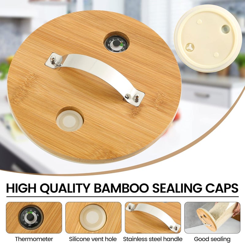 Vuinop Rice Dispenser, Rice Storage Container：Flour and Cereal Container with Airtight Lid and Wooden Stand, Glass Food Storge Container for Kitchen Organization and Pantry Store (5L) - Image 3