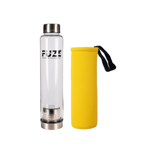 Fuze Borosilicate Glass Bottle with Removable Filter 700ml | 1 pack of Alkaline Balls | Alkaline improves Immunity, increases blood oxygen & Nuetralizes Acid in Body (Yellow - 700ml) - Image 4