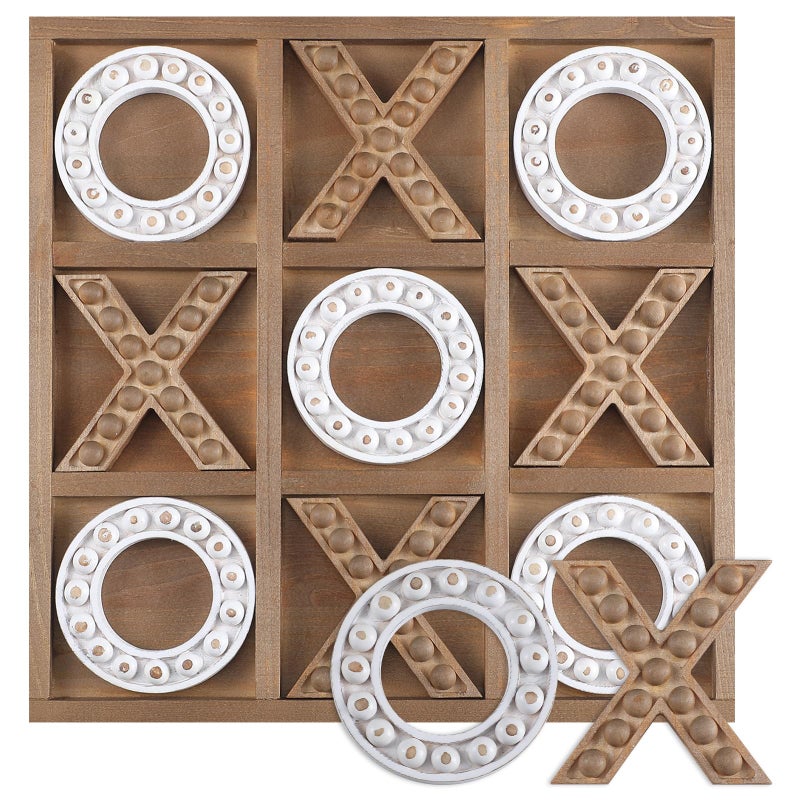 Rotatingpals Tic Tac Toe Game 106 Inch Rustic Wood Board Game Coffee Table Games Tic Tac Toe Table Decor for Family Adults Travel Outdoor - Image 3