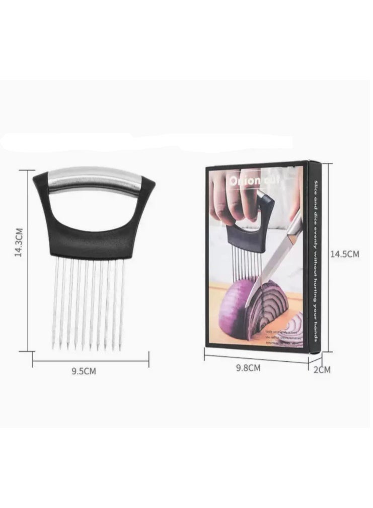 Onion Slicer, Stainless Steel Onion Holder for Slicing with Protective Case, Onion Cutter Tool for Meat Lemon Potato Tomato Avocado Egg Kitchen Slicing Assistant Tool - Image 2