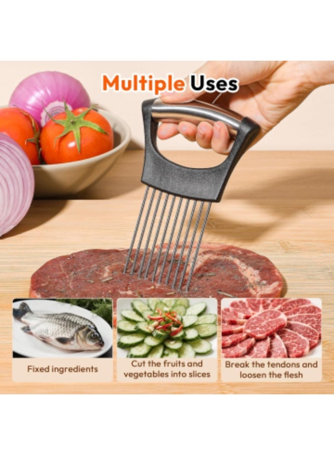 Onion Slicer, Stainless Steel Onion Holder for Slicing with Protective Case, Onion Cutter Tool for Meat Lemon Potato Tomato Avocado Egg Kitchen Slicing Assistant Tool - Image 3