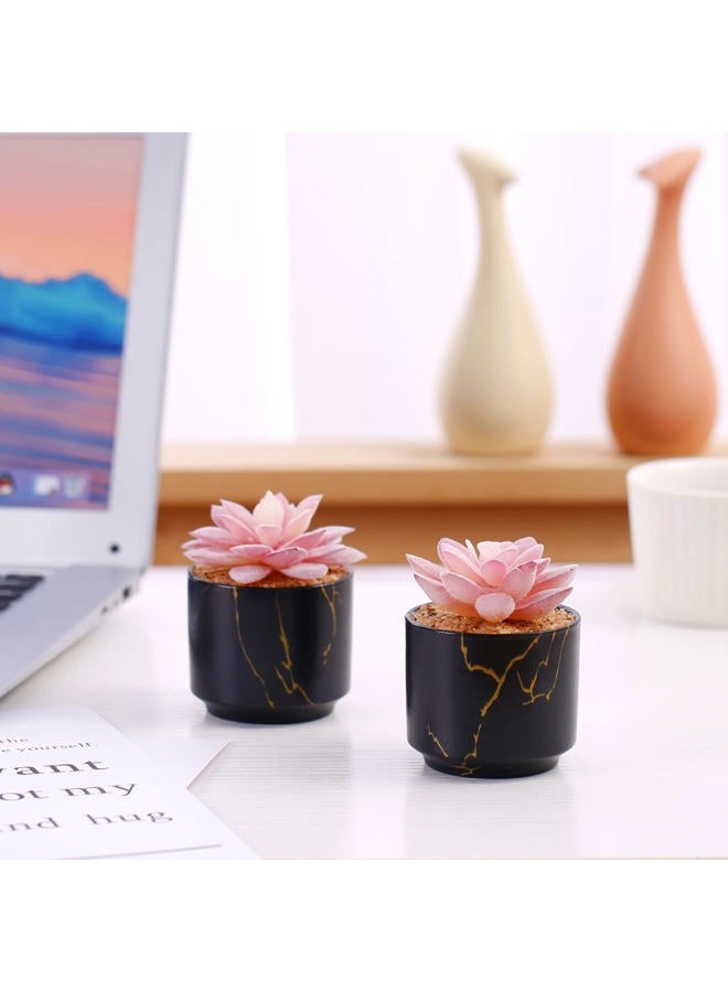 ZENIDA Succulent Artificial Plants,Cute Fake Succulents in 2 Black Ceramic Pots,Small Fake Plants for Office,Table,Desk,Bathroom, Bedroom,Aesthetic Room Shelves Decor,Desk Decorations for Women Office - Image 5