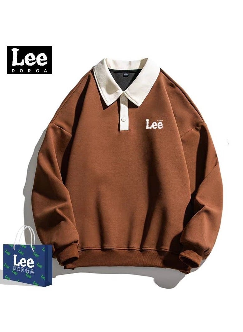 LEE New Loose Casual Long Sleeved Polo Shirt With Contrasting Colors  - Image 1