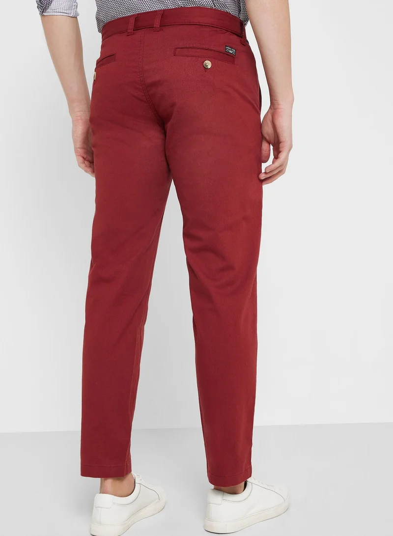 Thomas Scott Men Mid-Rise Classic Slim Fit Easy Wash Trousers