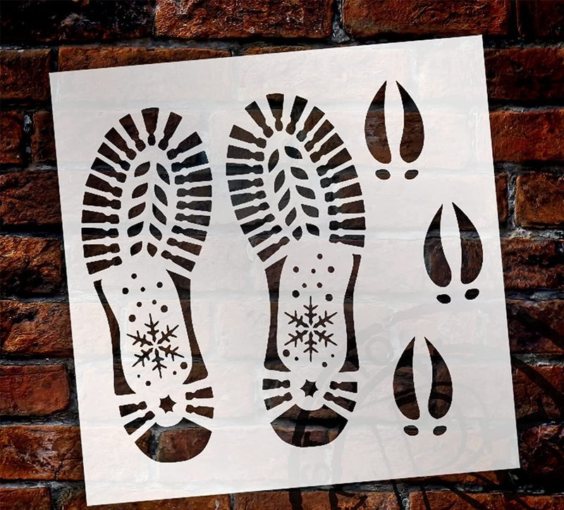 ivana's Ivana's Santa Boot Reindeer Hoof Print Stencil | Craft DIY Christmas Holiday Home Decor | Paint Wood Sign | Reusable Mylar Template | Size (9 inches x 9 inches) - Image 2