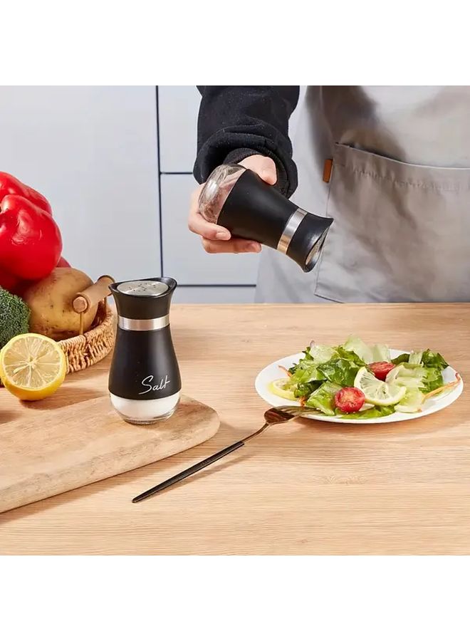 White Black Salt And Pepper Shaker Set With Stable Stand For Kitchen Camping Barbecue - Image 5