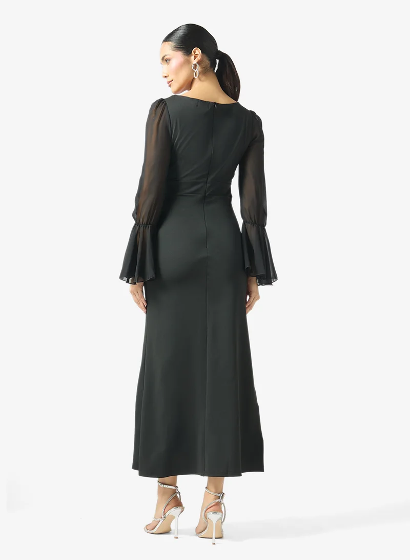 Ella Sheer Puff Sleeve Shift Dress