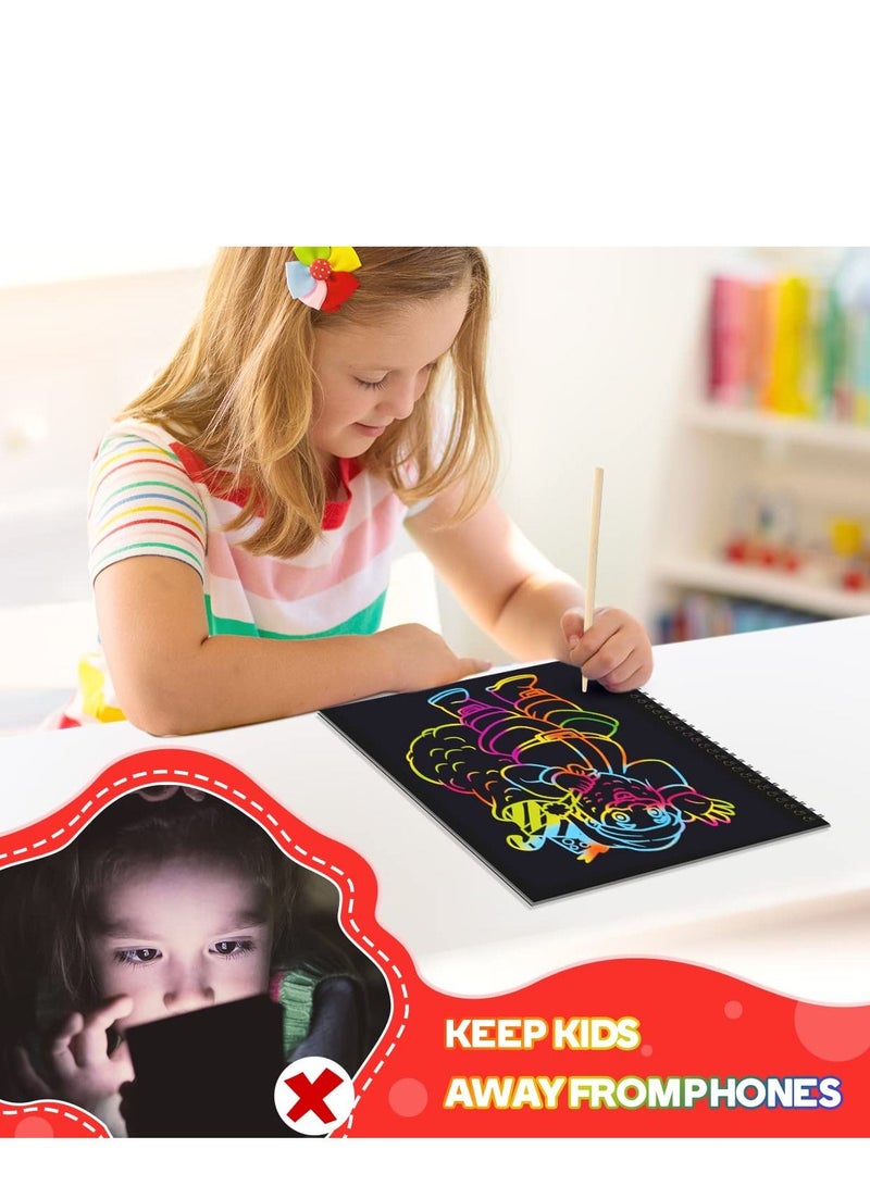 SYOSI مجموعة هدايا فن الخدش للونيون للذكور والإناث من عمر 3 إلى 7 سنوات، خدش الورق السحري قوس قزح، للأطفال من عمر 3 إلى 10 سنوات وأكثر، هدايا عطلات خاصة، ألعاب حفلات عيد الميلاد (2 قطعة) - Image 2