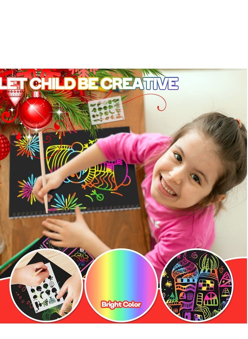 SYOSI مجموعة هدايا فن الخدش للونيون للذكور والإناث من عمر 3 إلى 7 سنوات، خدش الورق السحري قوس قزح، للأطفال من عمر 3 إلى 10 سنوات وأكثر، هدايا عطلات خاصة، ألعاب حفلات عيد الميلاد (2 قطعة) - Image 4