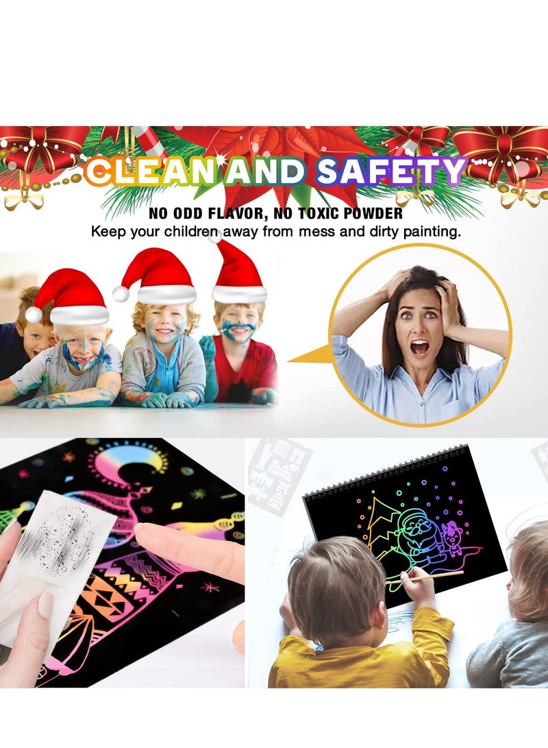 SYOSI مجموعة هدايا فن الخدش للونيون للذكور والإناث من عمر 3 إلى 7 سنوات، خدش الورق السحري قوس قزح، للأطفال من عمر 3 إلى 10 سنوات وأكثر، هدايا عطلات خاصة، ألعاب حفلات عيد الميلاد (2 قطعة) - Image 3