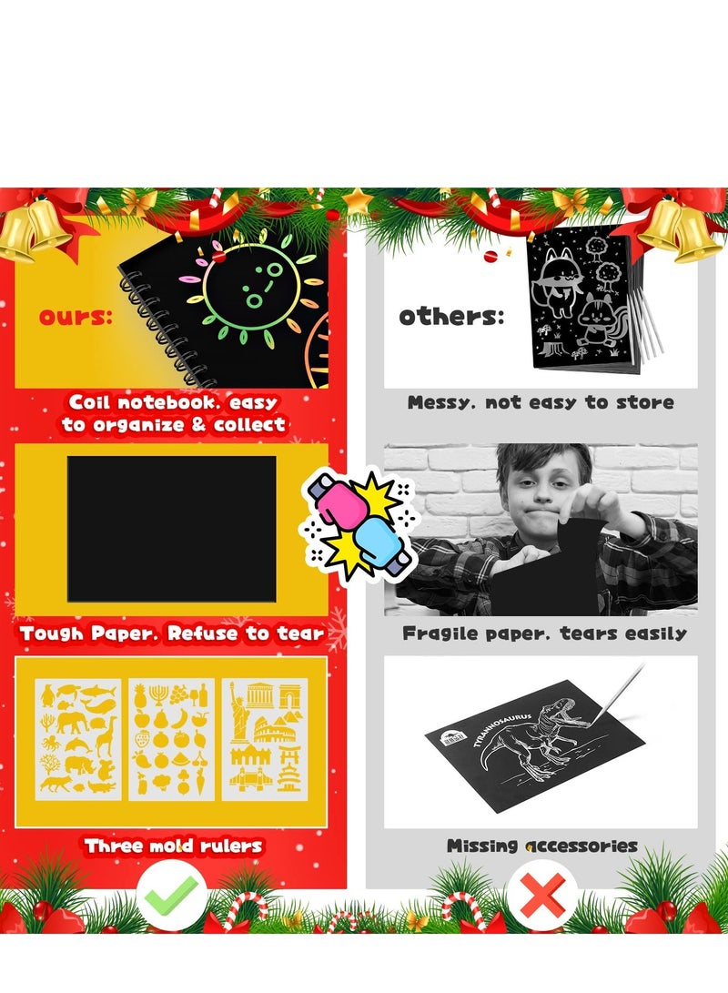 SYOSI مجموعة هدايا فن الخدش للونيون للذكور والإناث من عمر 3 إلى 7 سنوات، خدش الورق السحري قوس قزح، للأطفال من عمر 3 إلى 10 سنوات وأكثر، هدايا عطلات خاصة، ألعاب حفلات عيد الميلاد (2 قطعة) - Image 5