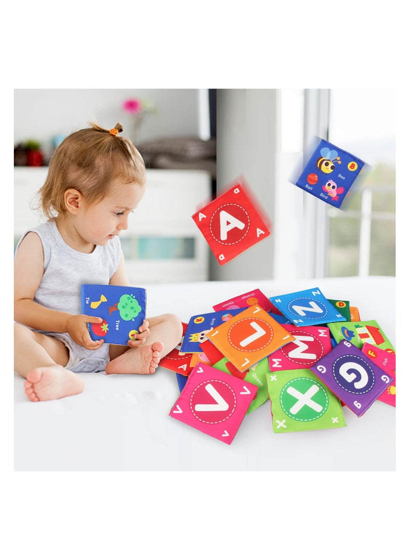 SYOSI Baby Soft Alphabet Cards Toys, Washable Soft Letter Early Educational Toys, 26Pcs ABC Learning Flash ABC Number Cards for Babies Infants Toddlers Boys and Girls 0 1 2 3 Years Old (Letter with box) - Image 5