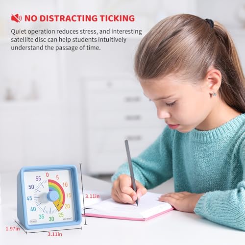Secura 60-Minute Visual Timer for Kids, Time Clocks, Countdown Timer for Office Kitchen, Classroom Timer for Kids, Silent Time Management Tool (Blue & Star) - Image 5